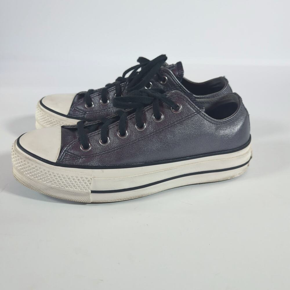 Converse Chuck Taylor Lift OX Metallic Leather Platform Sneakers Women’s 8